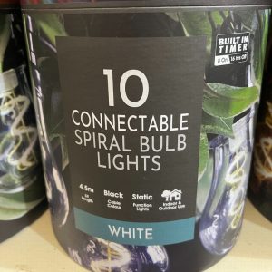 10 white connectable festoon spiral bulb