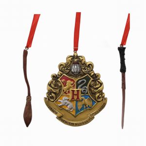 Harry Potter Set of 3 Resin Tree Decs Wand Crest & Broom