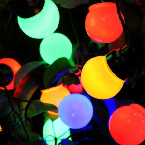 20 MULTICOLOUR TRADITIONAL FESTOON LIGHTS WITH BLACK CABLE
