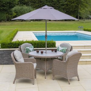 Bergen 4 Seater Dinig Set With Deluxe2.5m Parasol