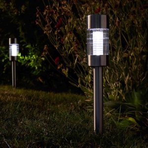Flare Solar Stake Light – Stainless Steel – 5 Pack