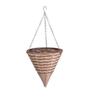 Smart Duet Faux Rattan Hanging Cone 14in