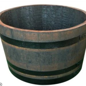 Alisa Wood Cut Cask Black Hooped Wooden Barrel 63cm