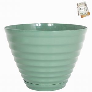 Vale Sage Green Planter with In Built Saucer 40cm