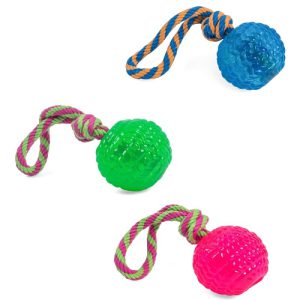 TOYZ CHEW BALL ON A ROPE DOG TOY