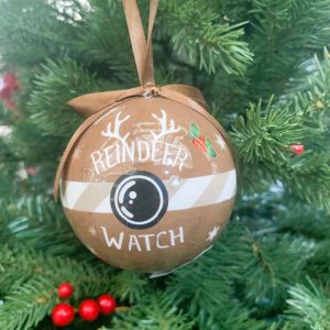 8cm bo lit brown reindeer watch decoupage ball